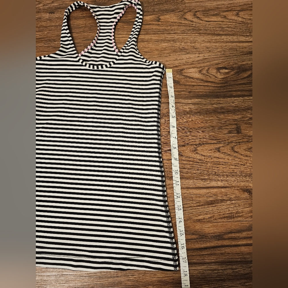 Lululemon Racerback Tank Top Black & White Striped - Picture 5 of 6